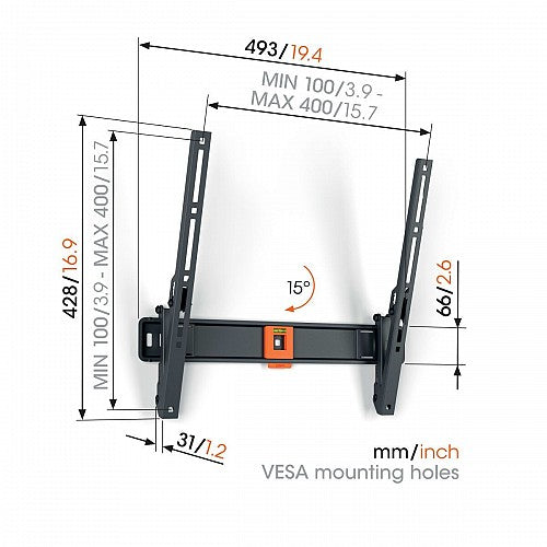 Vogels TVM1413 Tilt TV Wall Mount 32-65'' Black