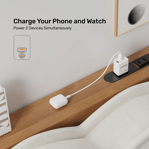 Unitek 20W Wall Charger USB-C PD & QC 3.0 UK P1124AWH White
