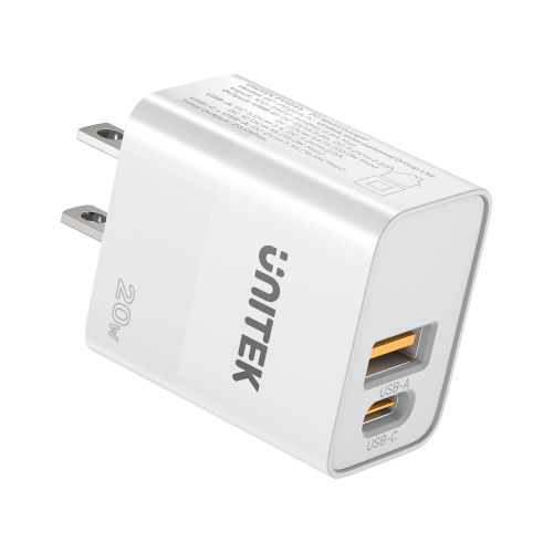 Unitek 20W Wall Charger USB-C PD & QC 3.0 UK P1124AWH White
