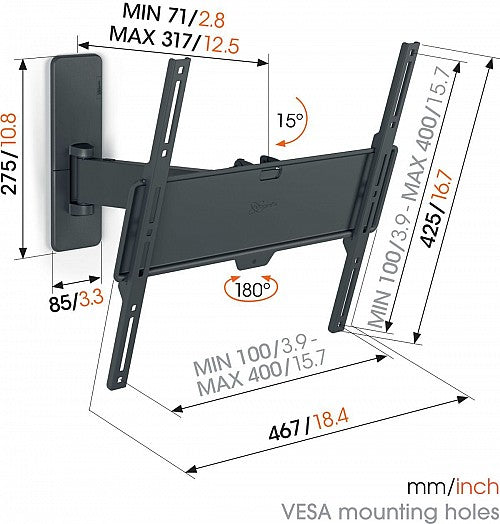 Vogels QUICK TVM1423 TV Wall Mount 40x40 Turn 1 arm