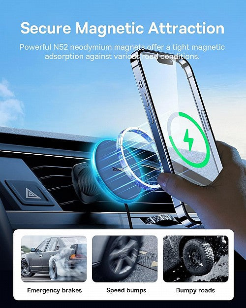 Baseus Car Charger Wireless AirVent Magnetic 15W+25W USB-C CW01