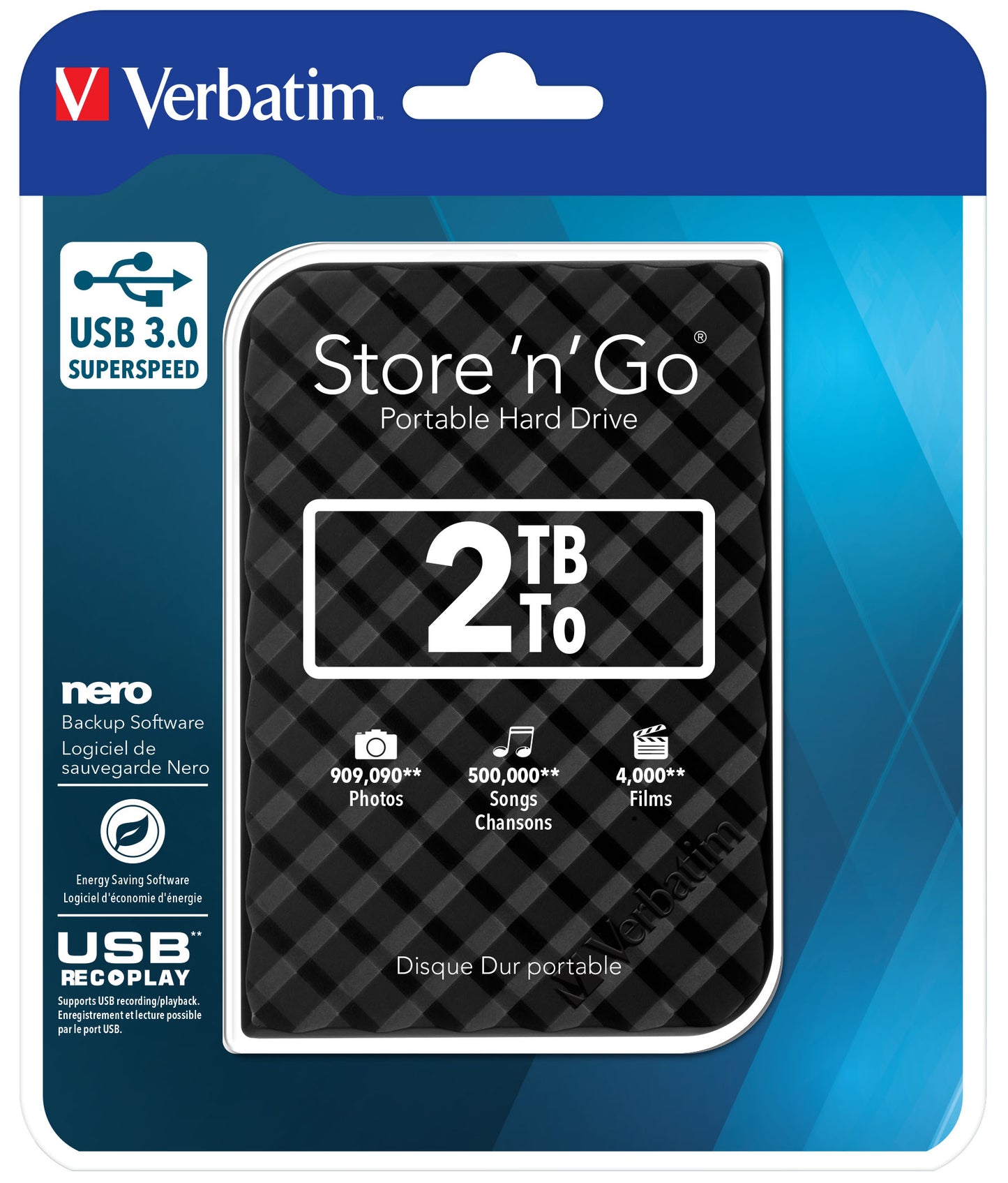 Verbatim HDD External STORE'N'GO 2.5'' USB3.0 Slim 2TB Black