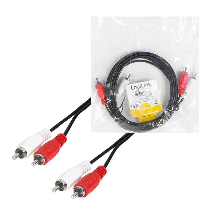 LOGILINK CA1039 2.5m RCA CBL 2x M/M BLK