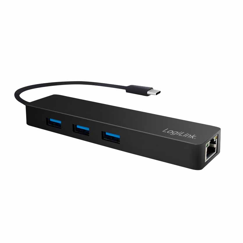 LOGILINK, UA0313 HUB USB-C 3.1 3-PORT WITH GIGABIT ADAPTER