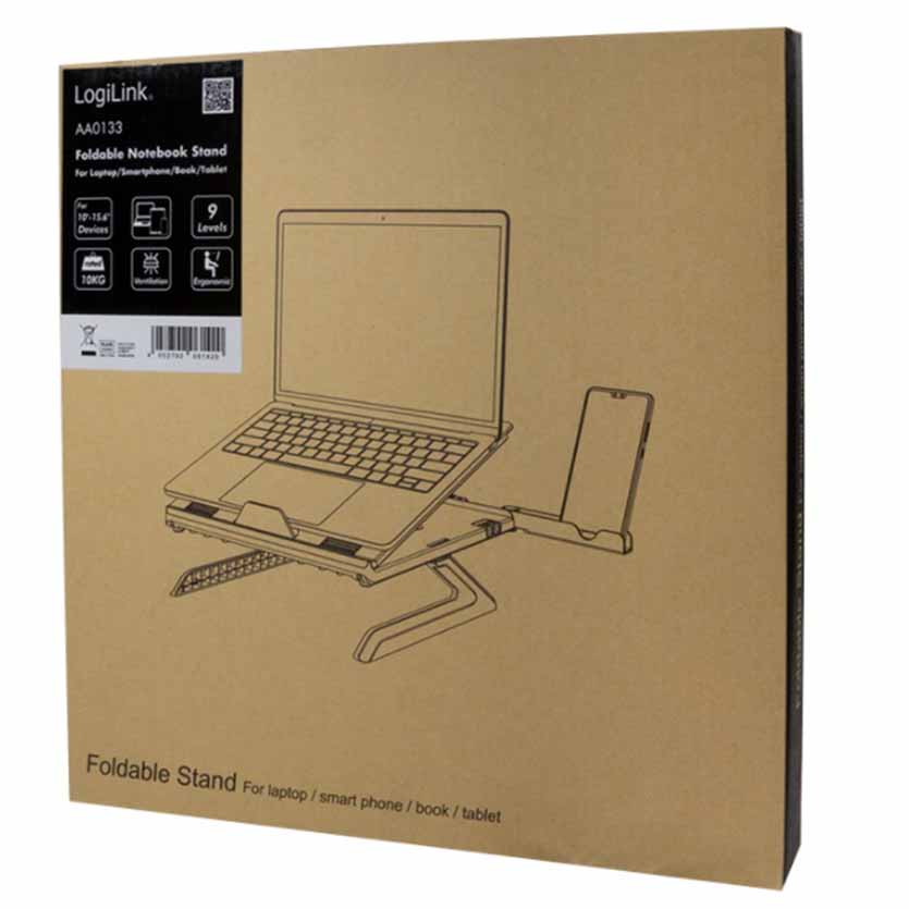 LOGILINK AA0133 NOTEBOOK STAND W/SMARTPHONE HOLDER 10-16″