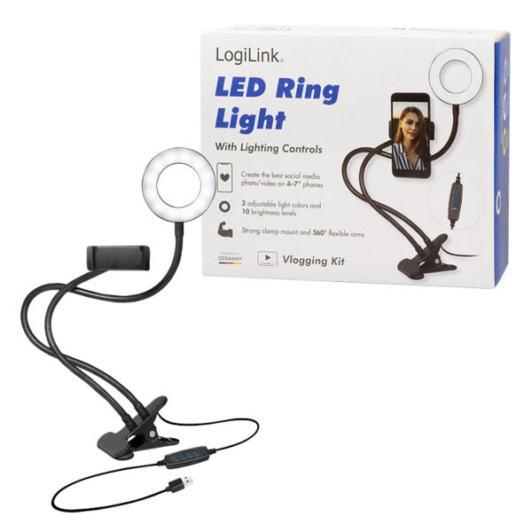 LOGILINK AA0150 SMARTPHONE RING LIGHT CLAMP MOUNT