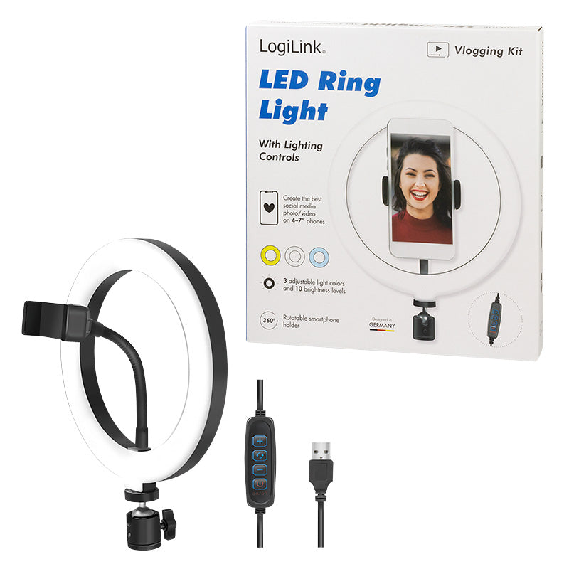 LOGILINK AA0151 SMARTPHONE RING LIGHT (FITS ON ANY TRIPOD)