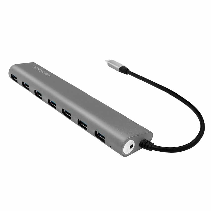 LOGILINK, UA0310 HUB USB-C 3.1 7-PORT WITH ALUMINUM CASING,WITH PSU 5V/4AMP