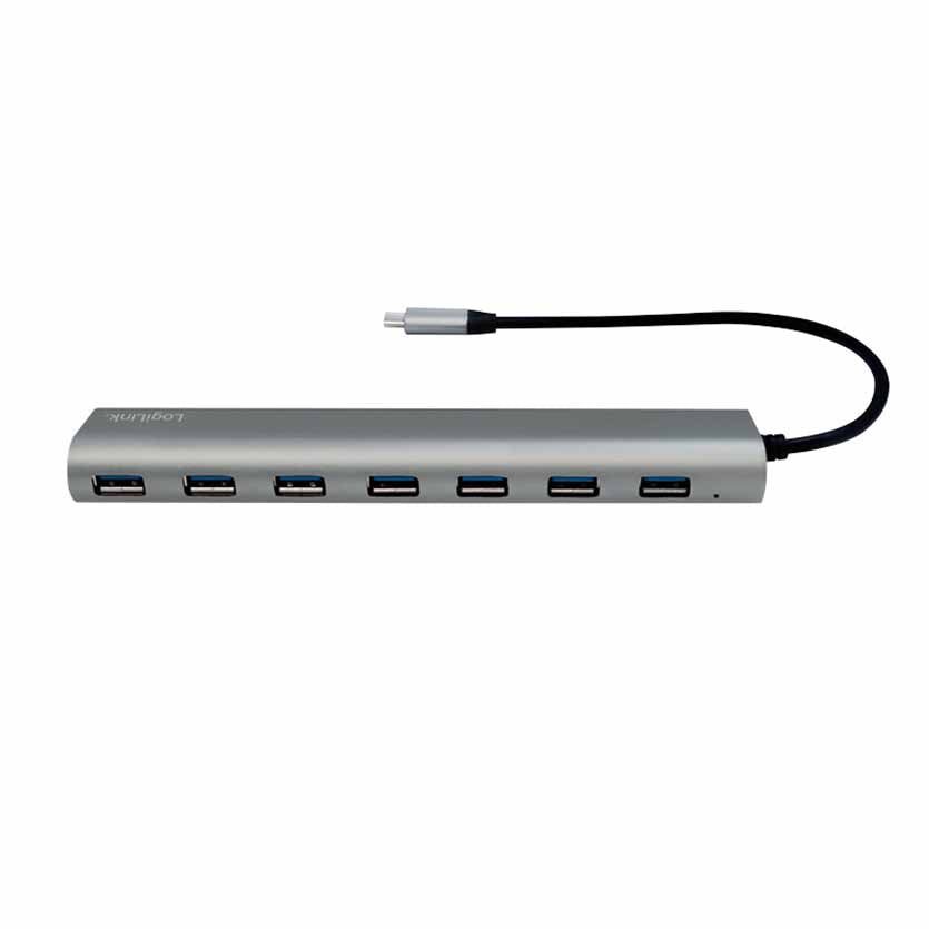 LOGILINK, UA0310 HUB USB-C 3.1 7-PORT WITH ALUMINUM CASING,WITH PSU 5V/4AMP