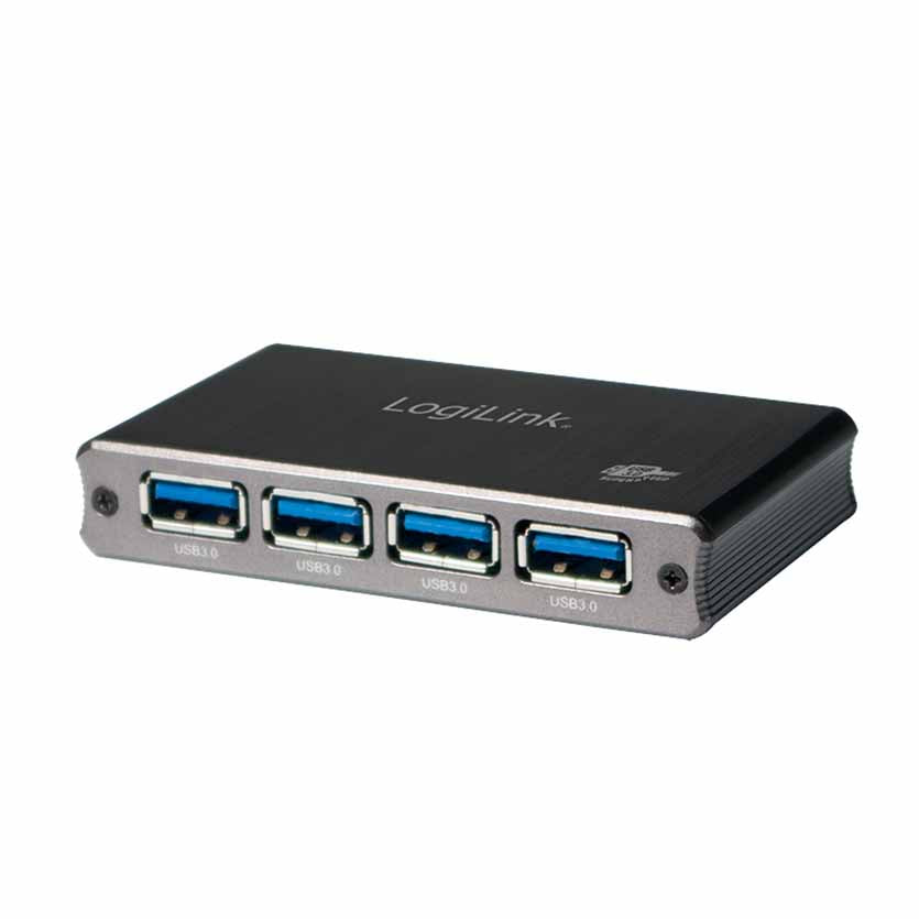 LOGILINK, UA0282 HUB USB3.0 4-PORT W/PSU ALUMINUM