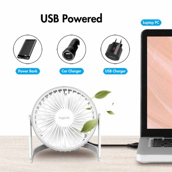 LOGILINK UA0402 USB DESK FAN 12.7cm 30Db WHITE