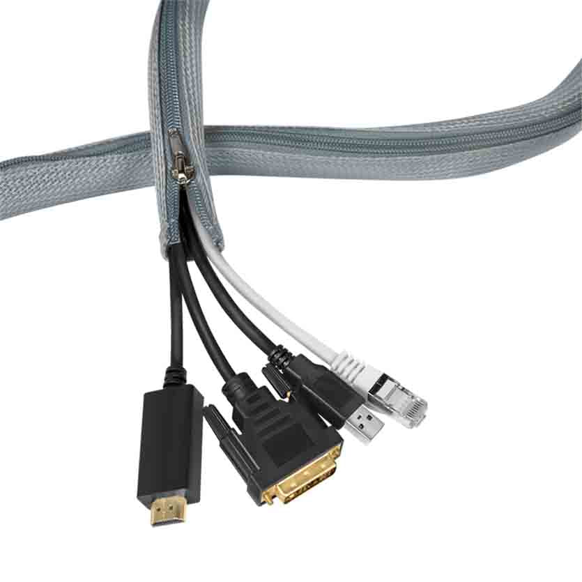 LOGILINK KAB0074 2m CABLE SLEEVE WITH ZIPPER POLYESTER 35mm GREY