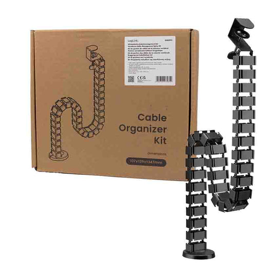 LOGILINK KAB0092 FLEXIBLE VERTICAL CABLE ORGANIZER CLAMP-ON 1347x129mm BLACK