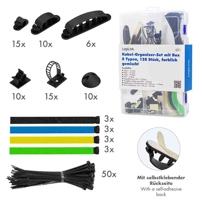 LOGILINK KAB0084 CABLE ORGANIZER SET IN A BOX