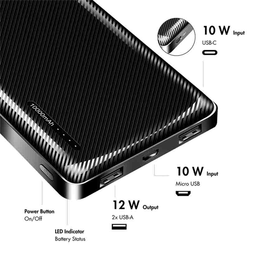 LOGILINK PA0316 POWERBANK 10000mAh WITH FAST CHARGING BLACK,