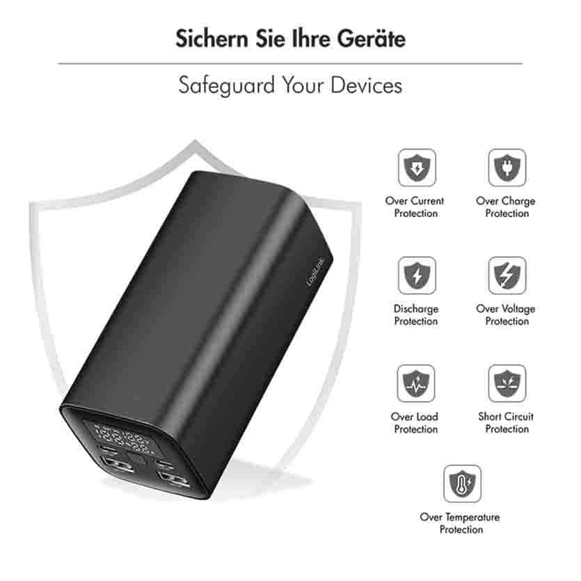 LOGILINK PA0350 POWERBANK 20000mAh, QC3.0 &PD3.0 65W, BLACK