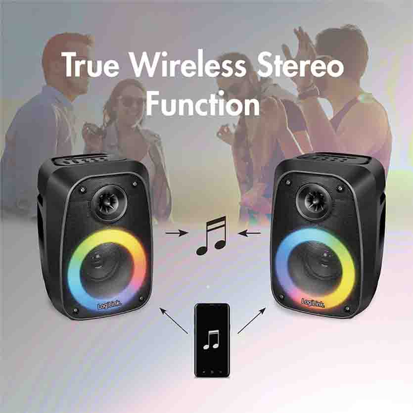 LOGILINK SP0065 BT 5.0 TWS SPEAKER, 5 EQ MODES, RGB LIGHT BLACK