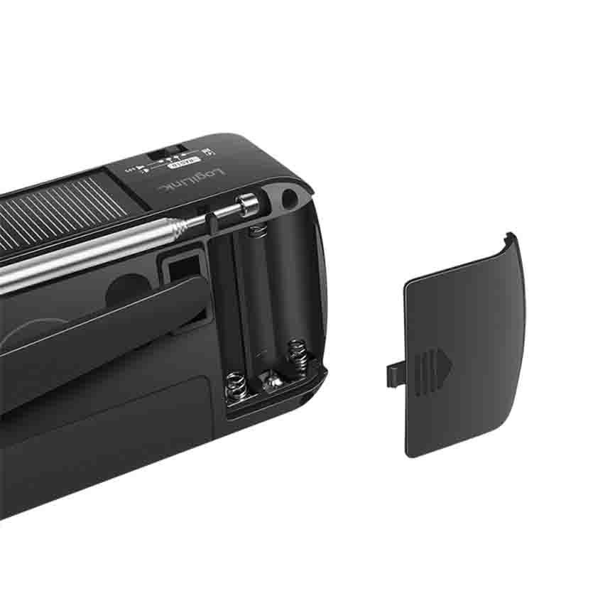 LOGILINK SP0074 DYNAMO HAND CRANK RADIO W/SOLAR PANEL,LED SOS TORCH BLACK