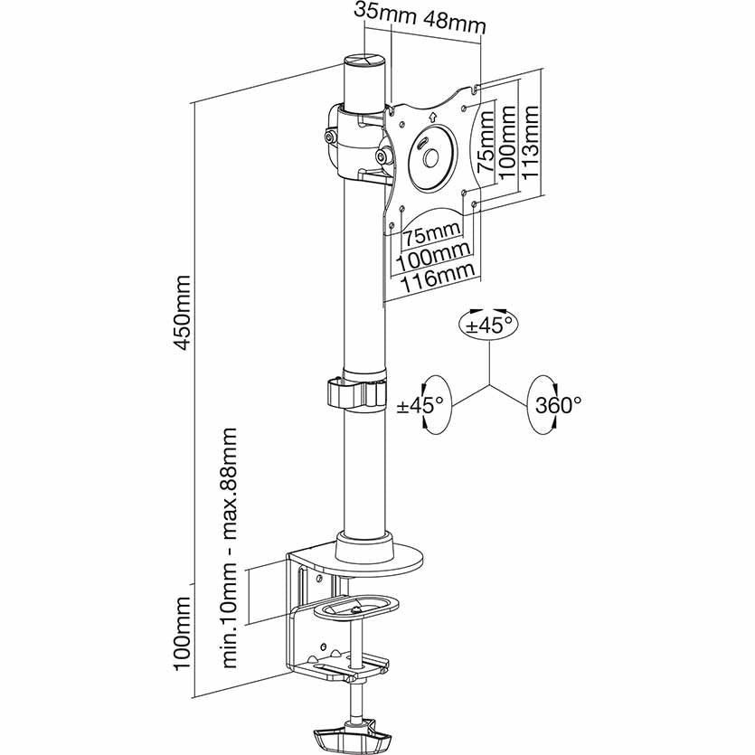 INLINE 23108D DESKTOP MOUNT BRACKET FOR TV/TFT/LED UPTO 69cm