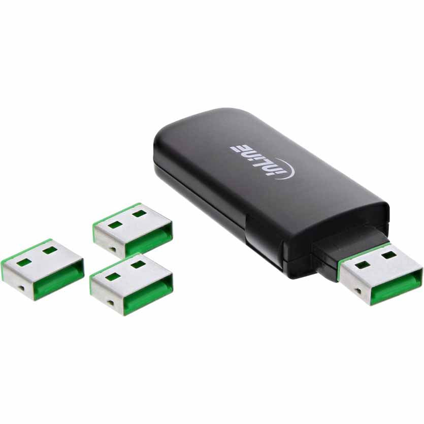 INLINE, 55723 USB PORT BLOCKER (1xKEY & 4xLOCKS)
