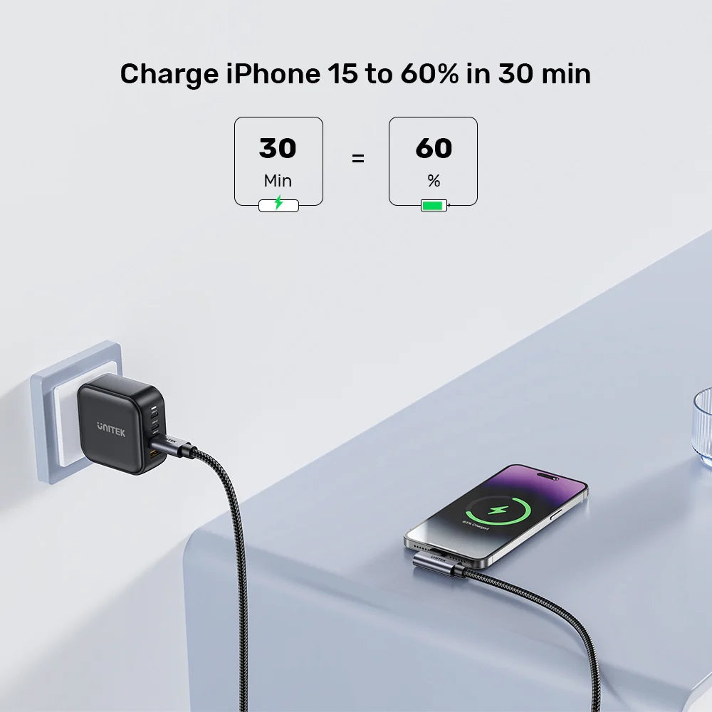 Unitek C14123BK-3M MC USB-C Cable PD100W L-Shape 3.0m