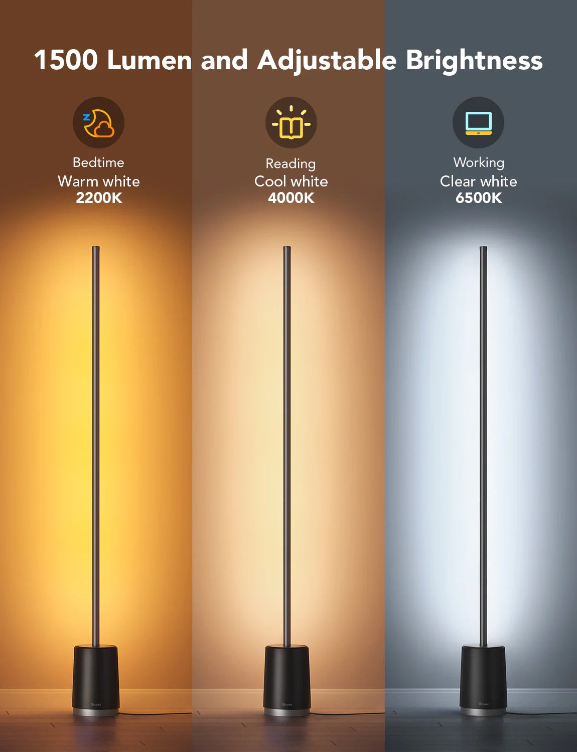 Govee H6072 RGBICWW Lyra Corner Floor Lamp