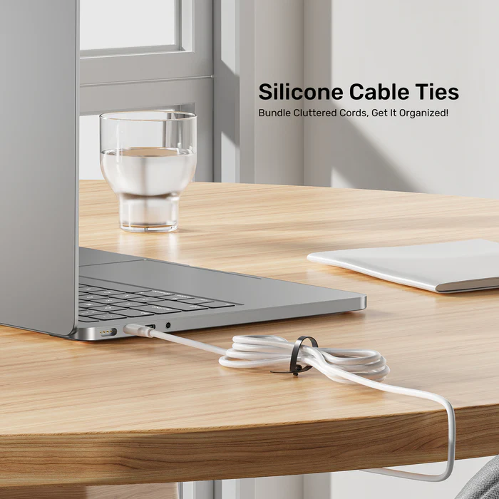 Unitek OT1095A Cable Organizer Silicone FlexiTies 5pk (2xBlack 3xGrey) 135x10mm