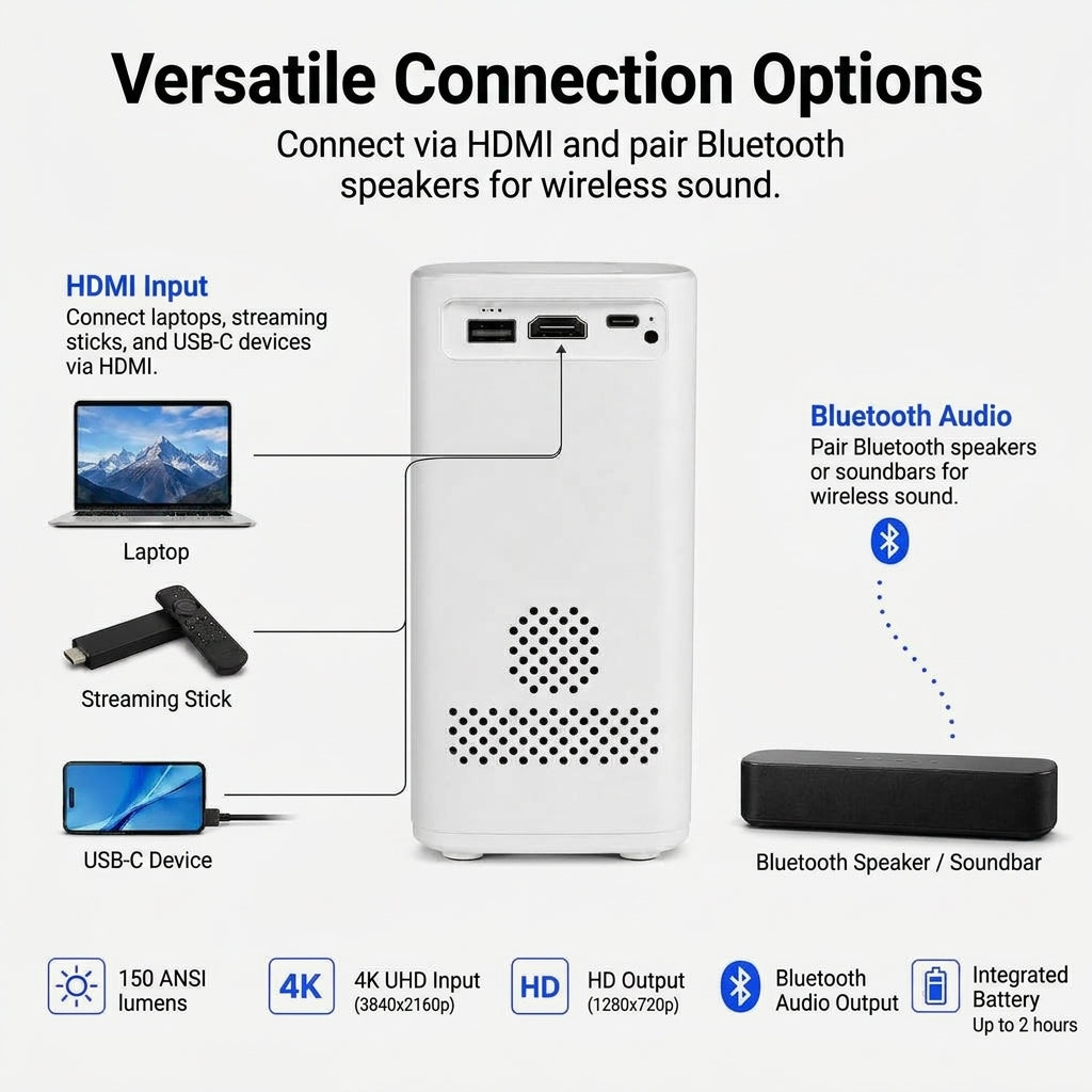 Denver AV Projector HD Native 150ANSI Portable 2 Hrs Runtime PR-4700