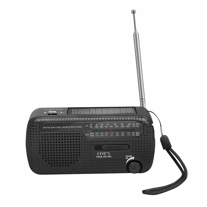 LOGILINK SP0061 DYNAMO HAND CRANK RADIO W/SOLAR PANEL AND FLASHLIGHT