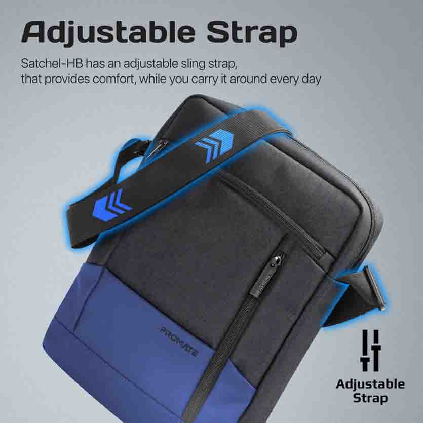 PROMATE, SATCHEL-HB.BLUE 13” TABLET HAND BAG WITH MULTIPLE COMPARTMENTS SLEEKCOMFORT