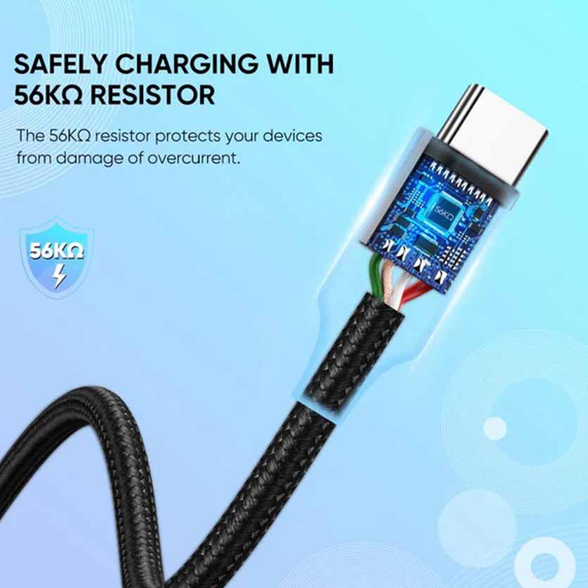 UGREEN 60126 TYPE C 1m BLACK CHARGING CABLE 3A