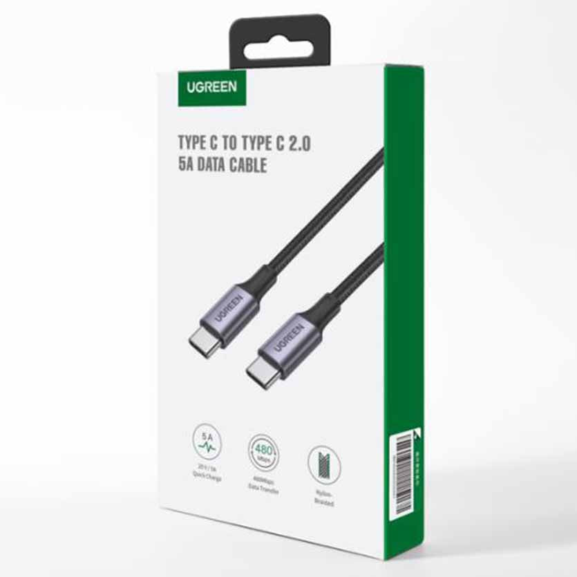 UGREEN 70427 TYPE C/TYPE C 1m BLACK CHARGING AND DATA CABLE 5A