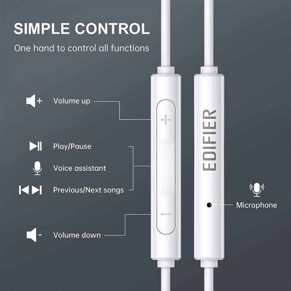 P205 EARPHONE W/MIC WHITE EDIFIER