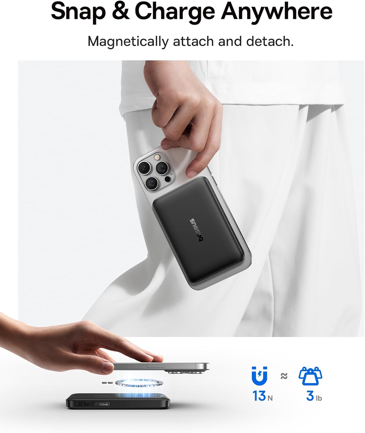 Baseus Powerbank Qi2 EnerFill FM12 Wireless 22.5W 10000mAh Black