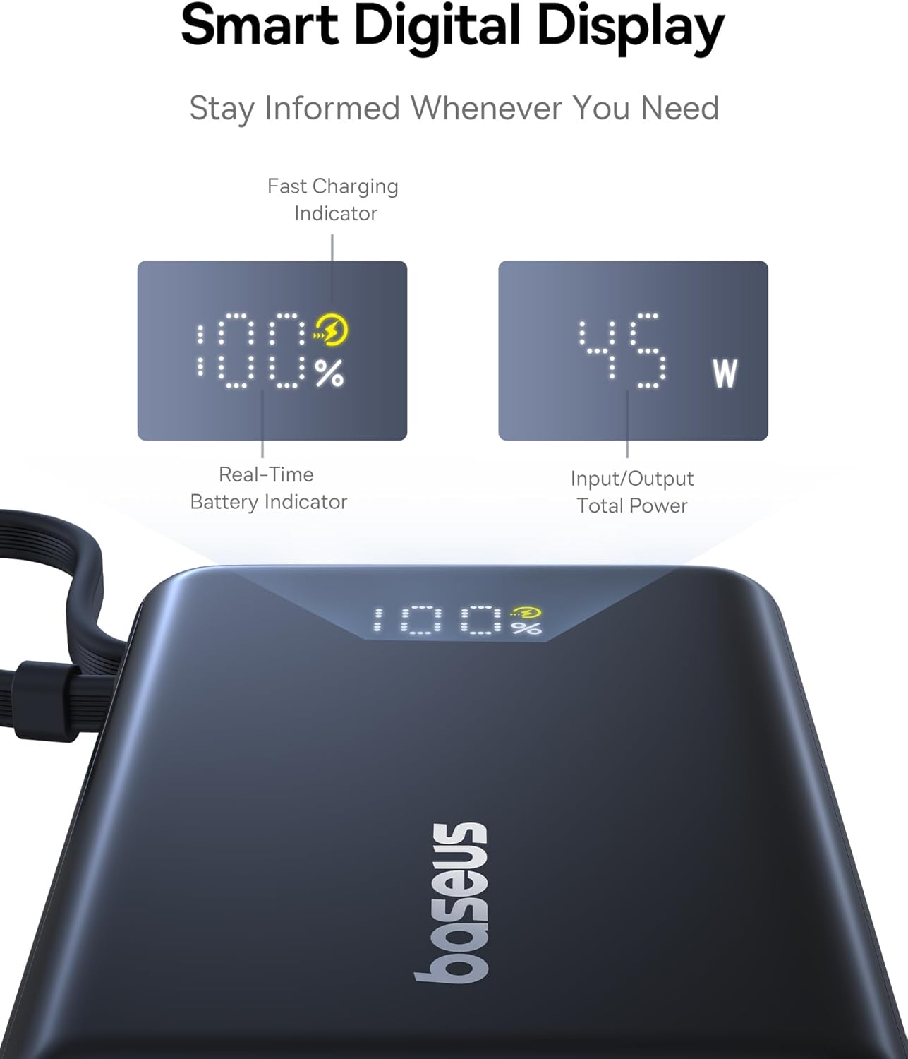 Baseus Powerbank 45W 10000mAh + Display PicoGo Black