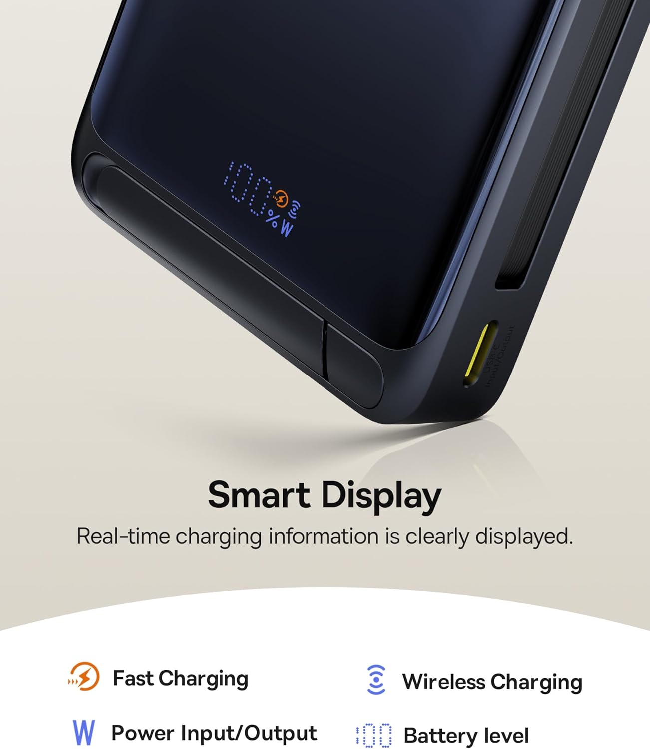 Baseus Powerbank Wireless 45W 10000mAh NOMOS Qi2-Stand Black