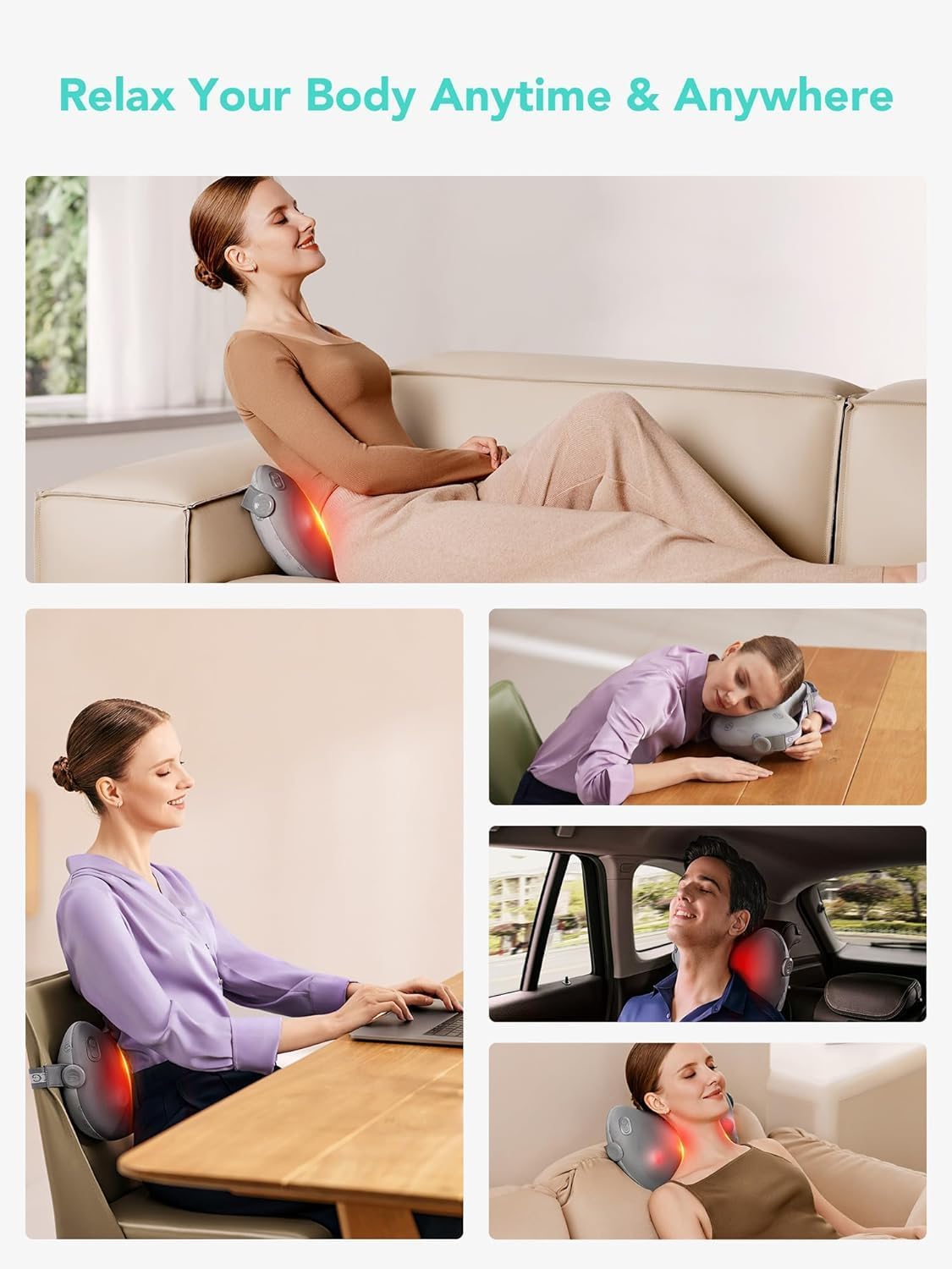SKG Back-Waist-Neck Wireless Massager with Heat T1-2 Pro