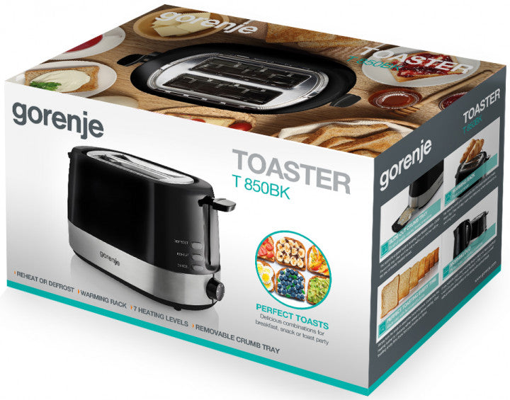 Gorenje T850BK Kitchen Toaster 850W 2 Slots 7 Heating Levels Black