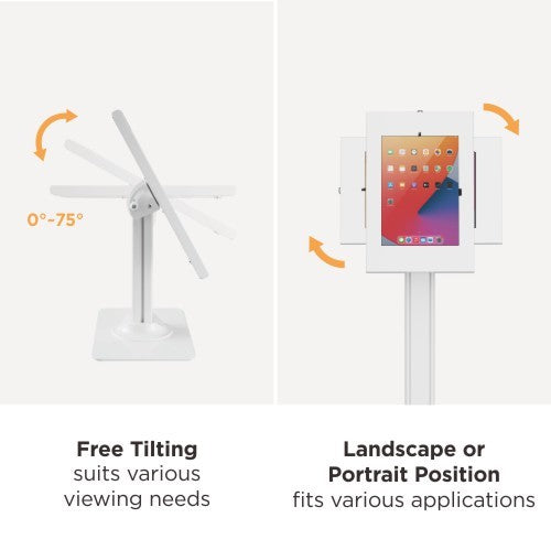 Brateck Tablet FloorStand PAD34-04 AntiTheft 10-11'' with Brochure Holder White