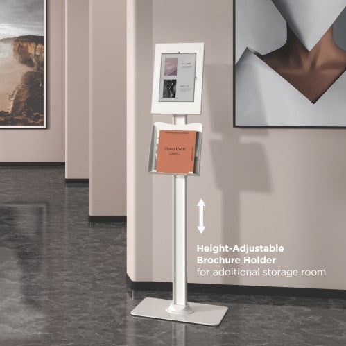 Brateck Tablet FloorStand PAD34-04 AntiTheft 10-11'' with Brochure Holder White