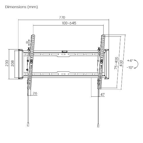 Brateck TV Mount 60x40 Tilt 75kg LP77-46T