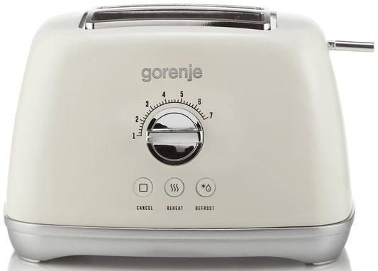 Gorenje T900RL Kitchen Toaster 1000W 2 Slots 7 Heating Levels Retro Ivory