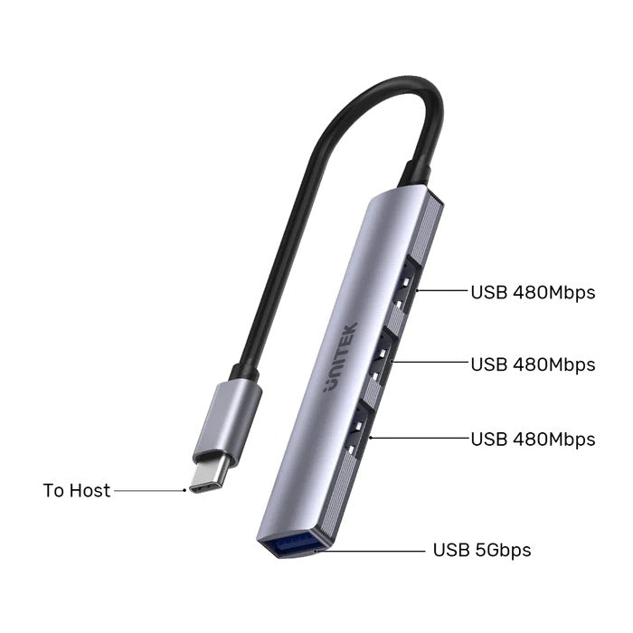 Unitek H1208B USB-C Hub 4port 3xUSB2.0 1xUSB3.0