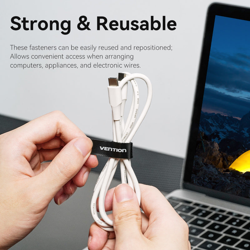 Vention KANB0-10 Cable Organiser Hook & Loop Cable Tie 120mm 10 Pcs