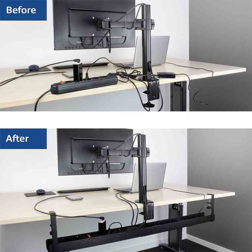 ACT AC8376 UNDER DESK EXTENDABLE CABLE MANAGEMENT TRAY W/CLAMP MOUNT