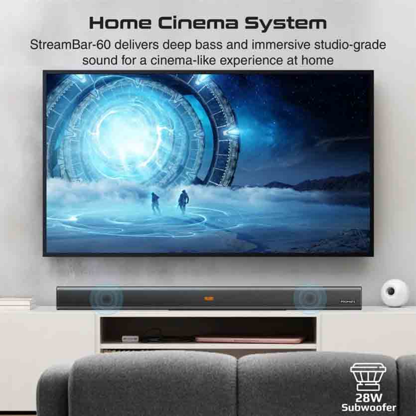PROMATE STREAMBAR-60.UK 60W SOUNDBAR WITH SUBWOOFER BASSBOOST