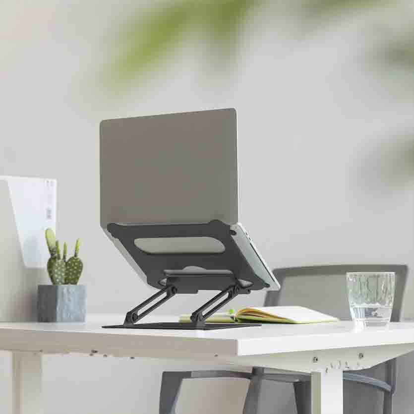 AC8140 FOLDABLE ALUMINIUM LAPTOP STAND W/STEPLESS HEIGHT ADJUSTMENT, ACT
