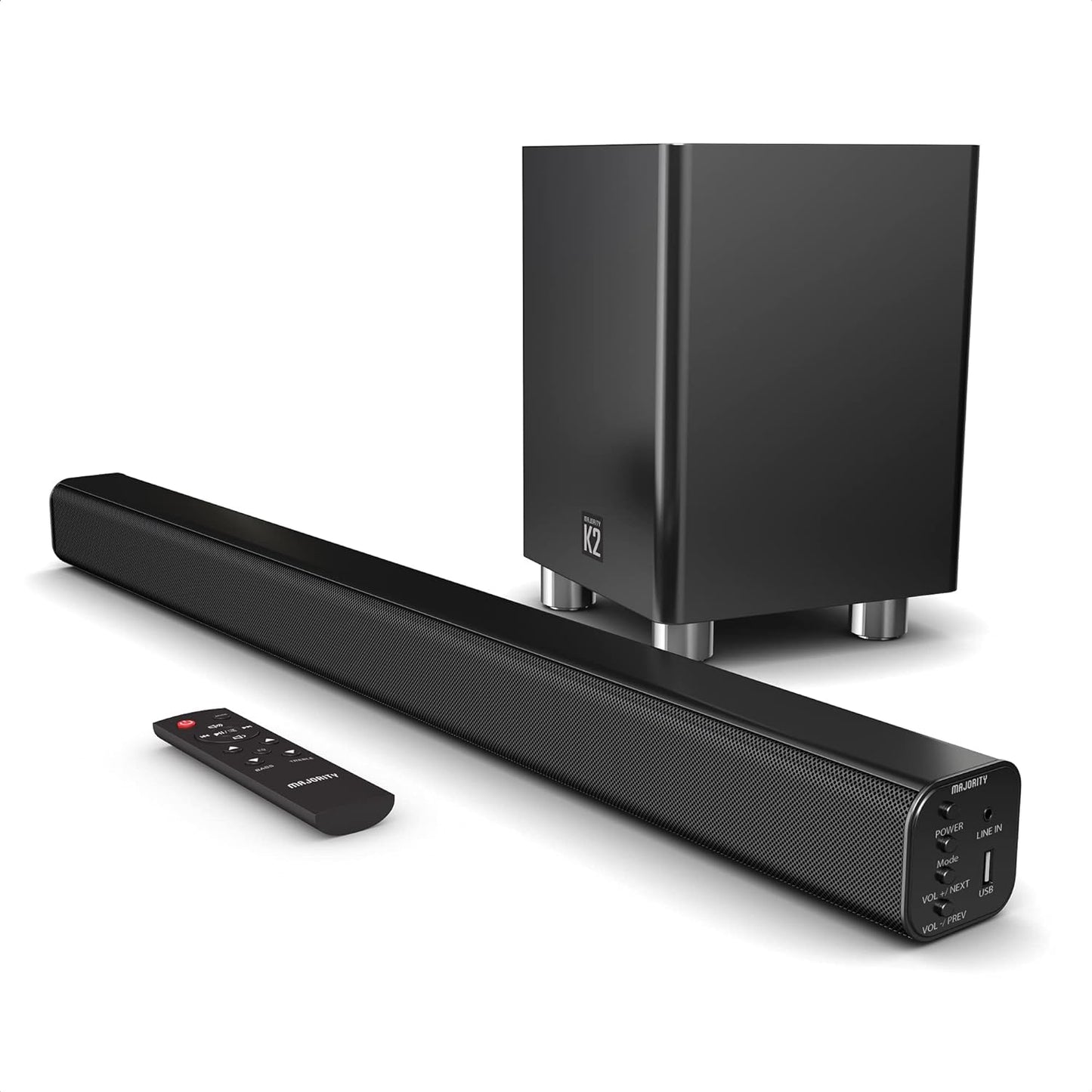 Majority Soundbar K2 150W BT/USB/Optical/HDMI/Wls-Sub