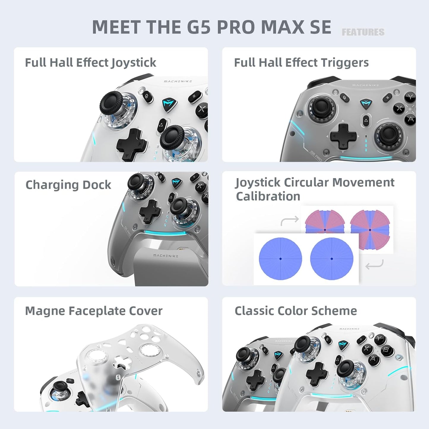 Machenike PC Gamepad G5 PRO Max SE Tri-mode 2.4GHz-BT-USB C With Charging Base