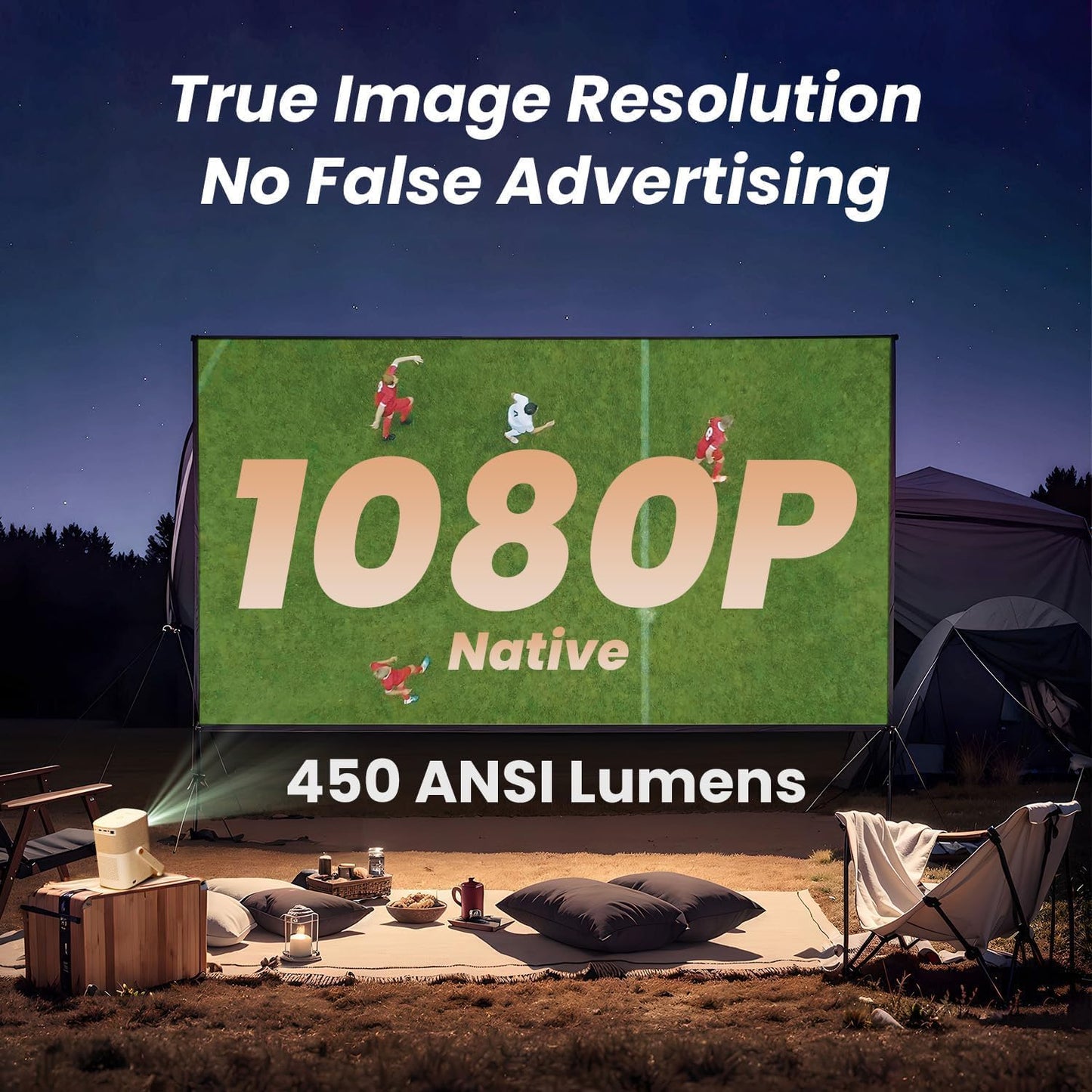 Yaber T2 Plus Full HD Portable Outdoor Projector WiFi6/BT 450 Ansi JBL Sound Smart TV Auto Focus